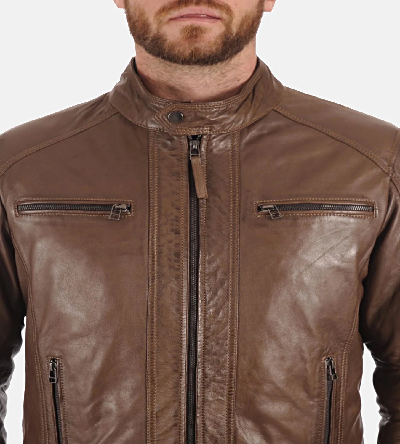 Men’s Eriko Mocca Hood Real Lambskin Leather Jacket