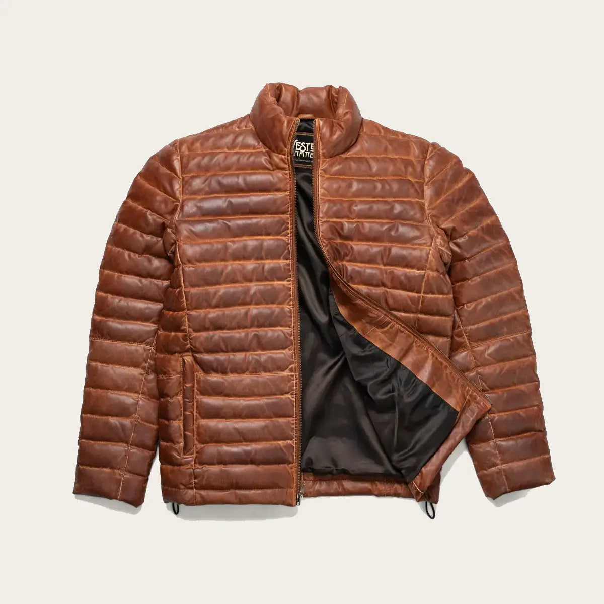 Bridger Men's Brown Leather Puffer Jacket