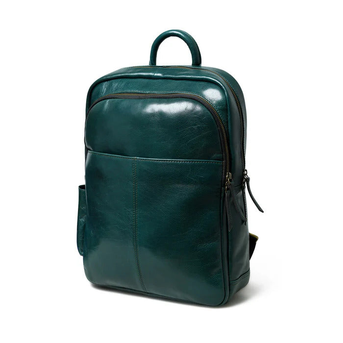 Luxury Green Italian Leather Backpack