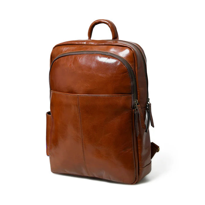 Luxury Tan Italian Leather Backpack