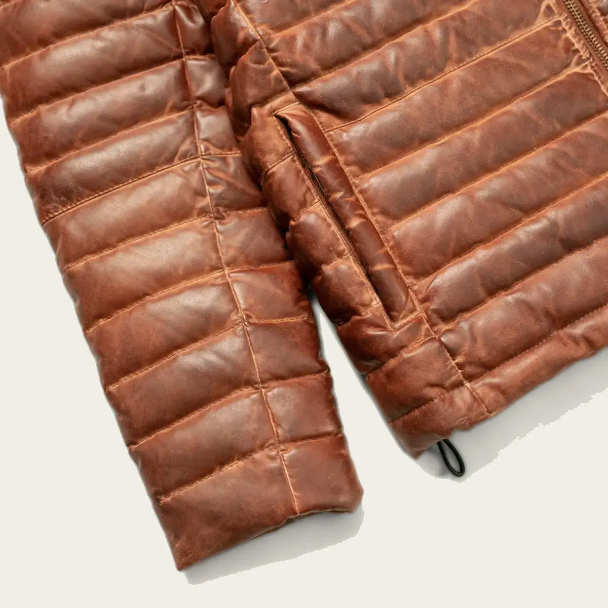 Bridger Men's Brown Leather Puffer Jacket
