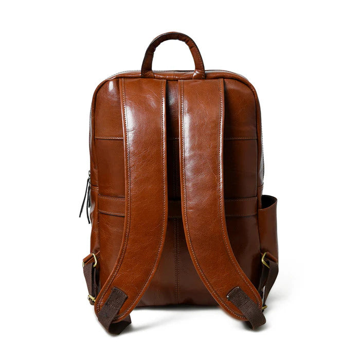 Luxury Tan Italian Leather Backpack