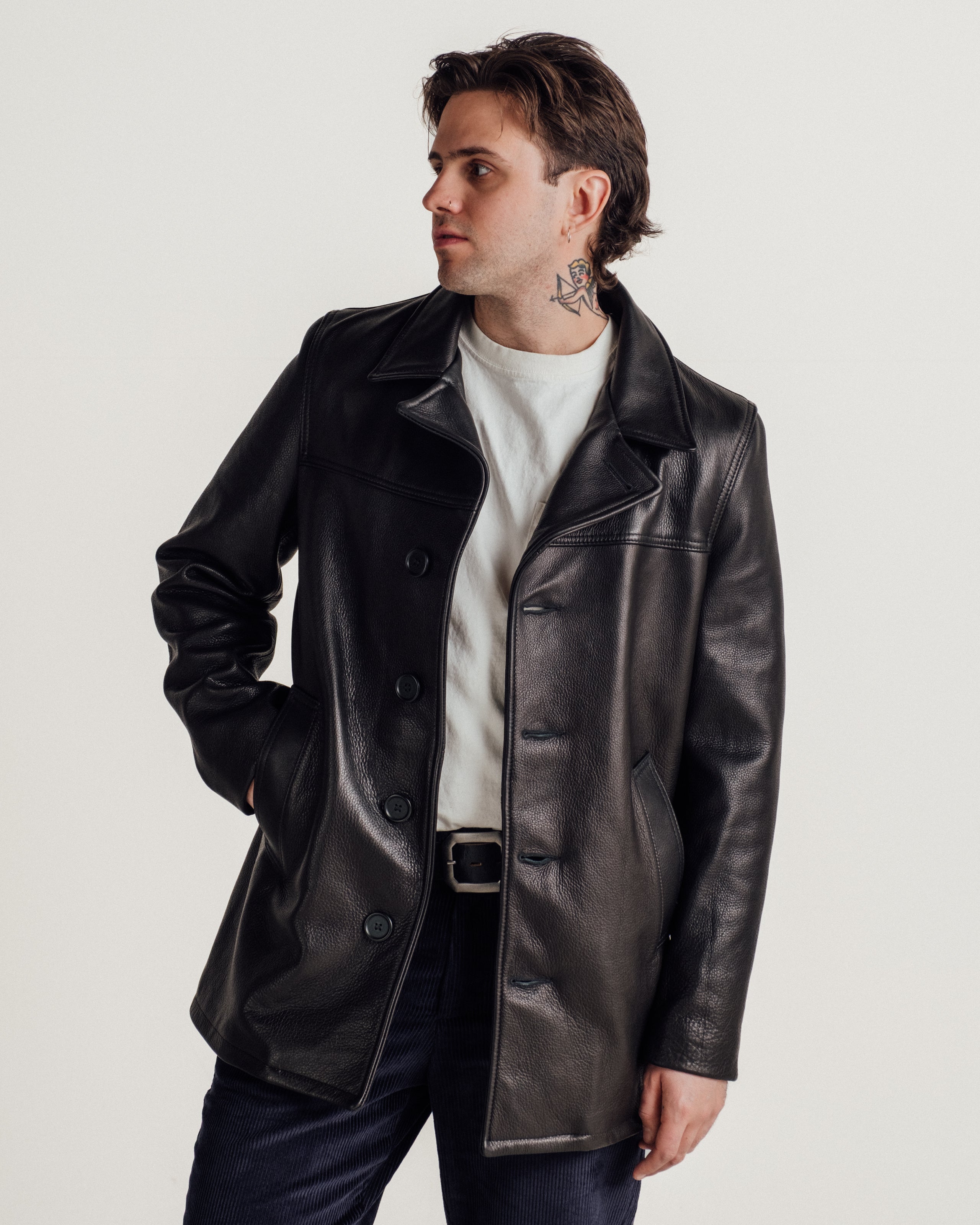 564 Pebbled Cowhide Car Coat