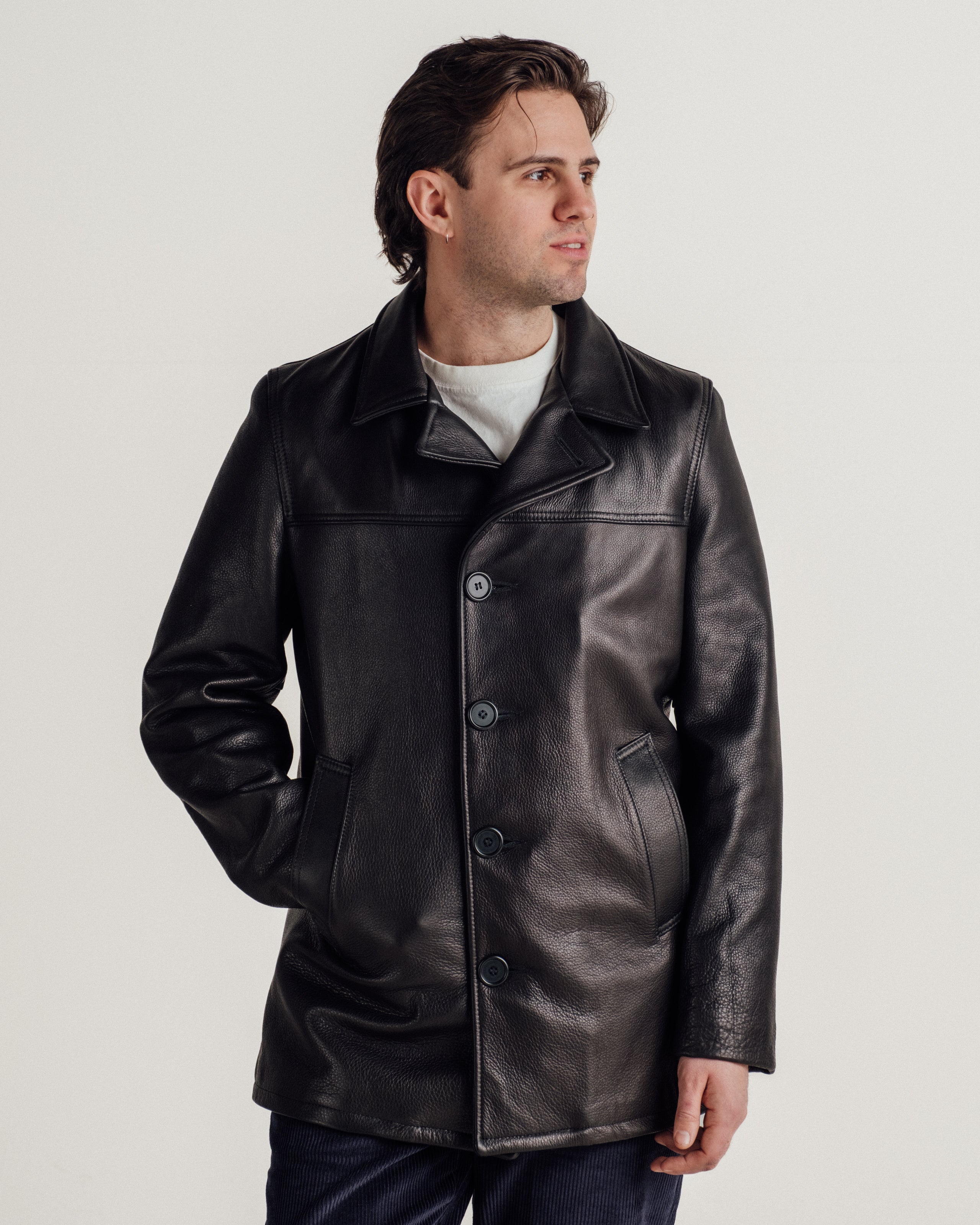 564 Pebbled Cowhide Car Coat