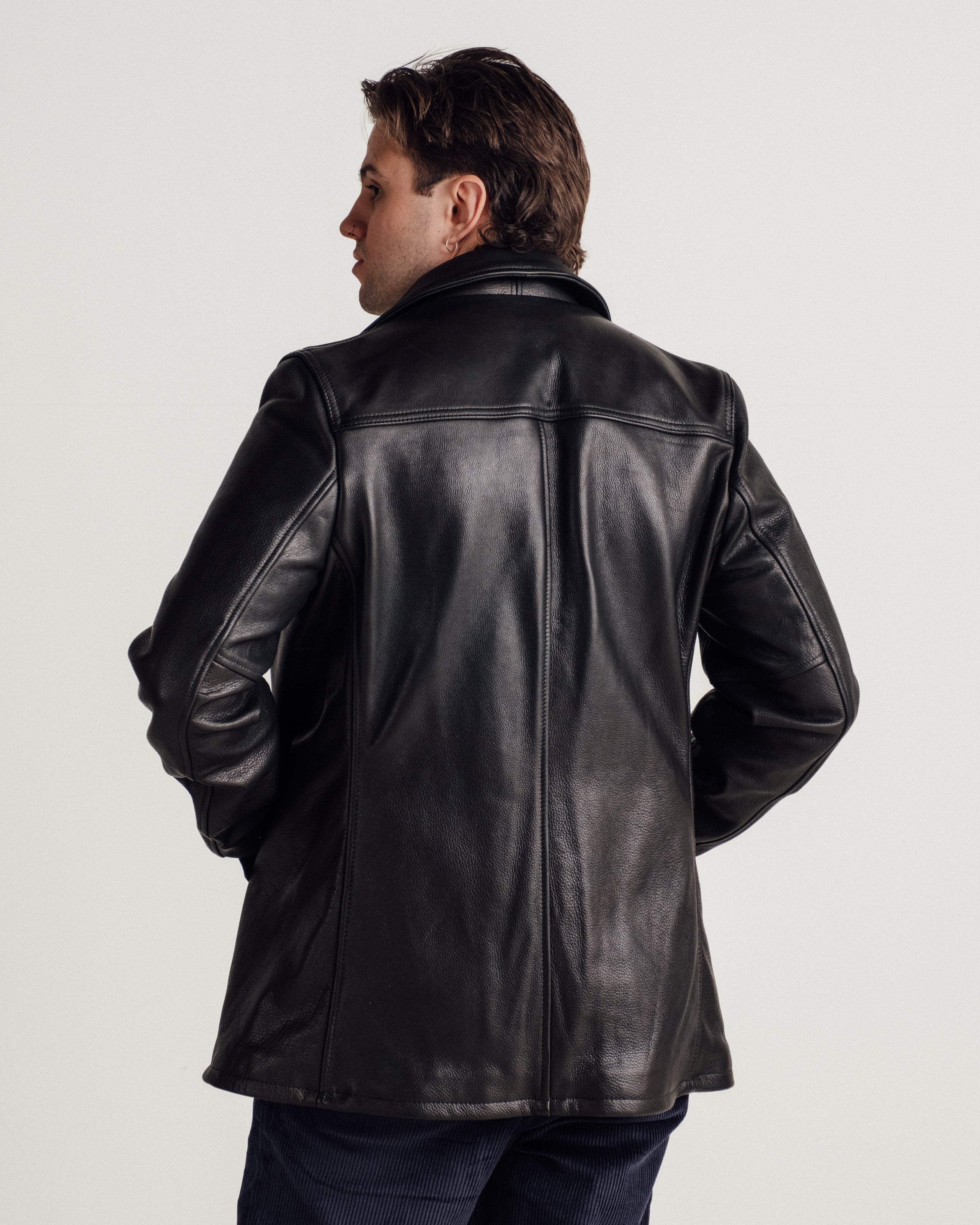 564 Pebbled Cowhide Car Coat