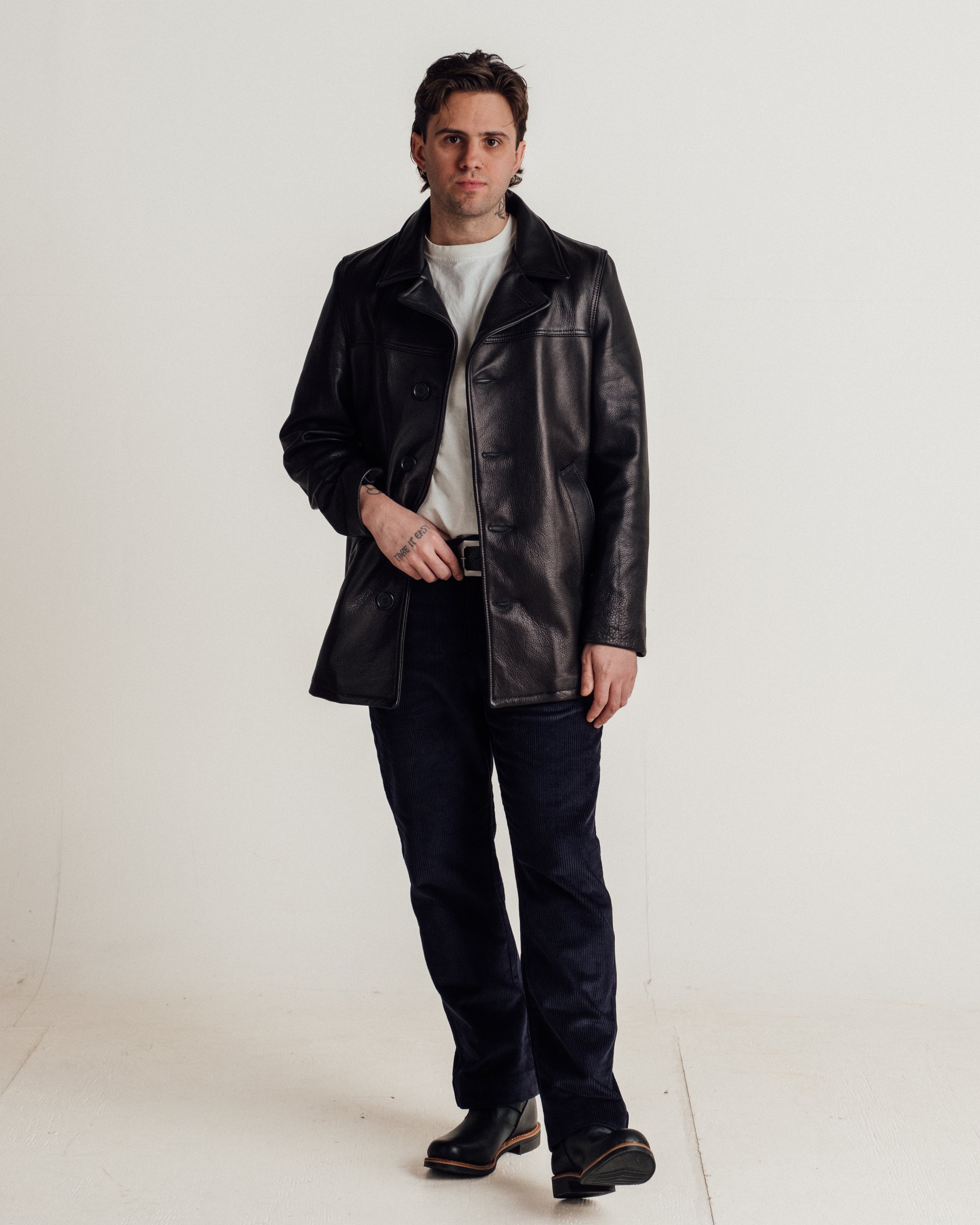 564 Pebbled Cowhide Car Coat