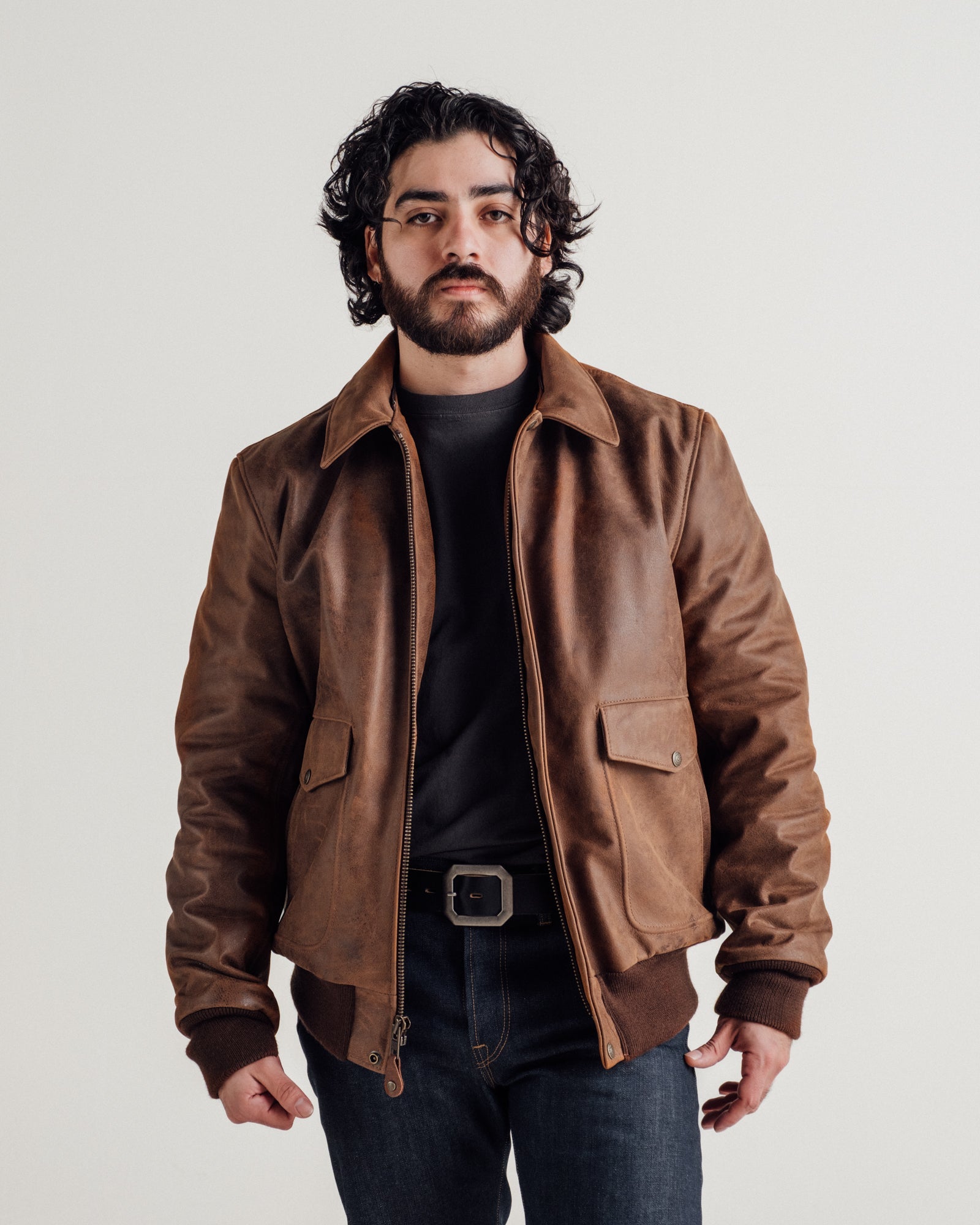 594 Naked Buffalo Leather Bomber Jacket