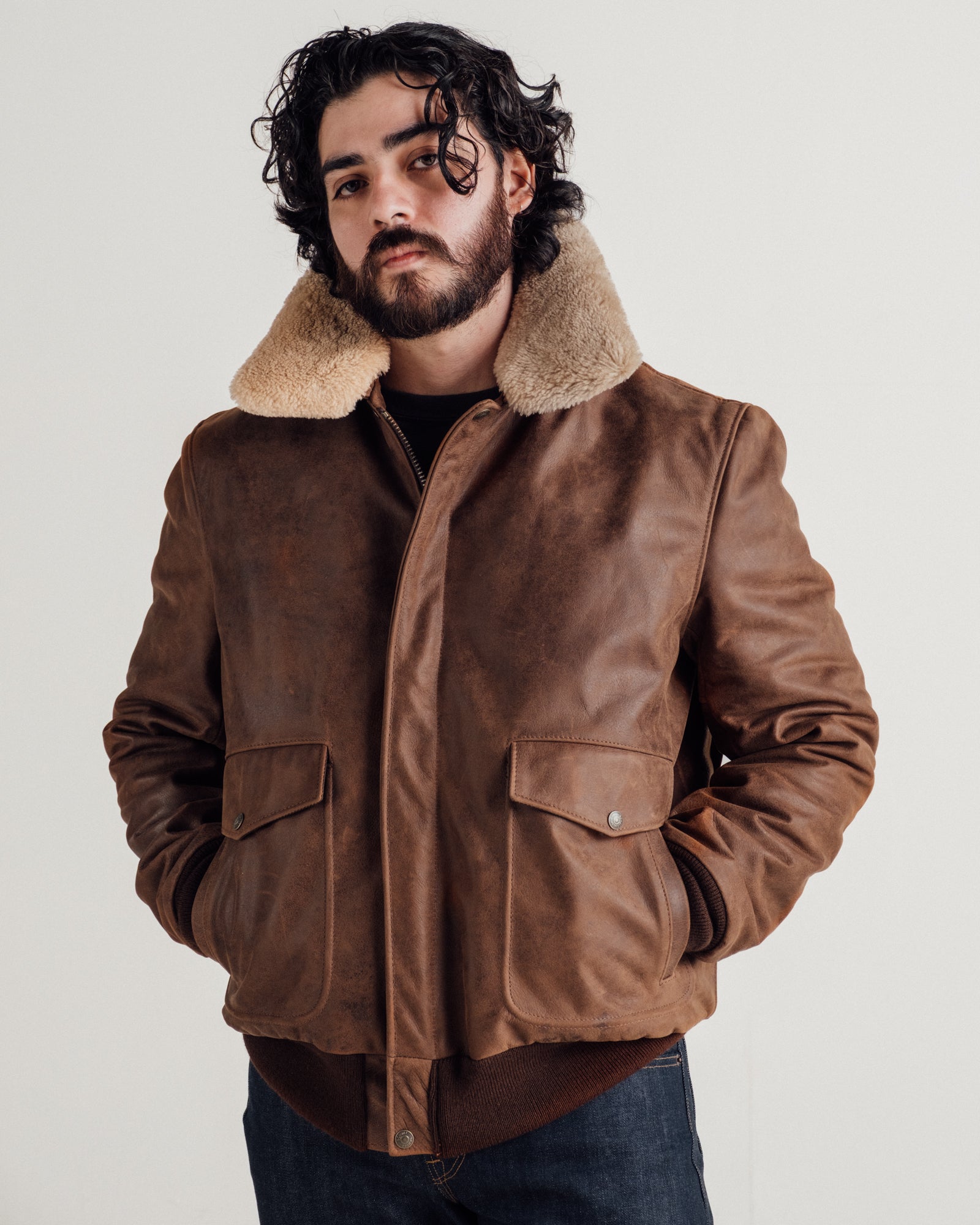 594 Naked Buffalo Leather Bomber Jacket