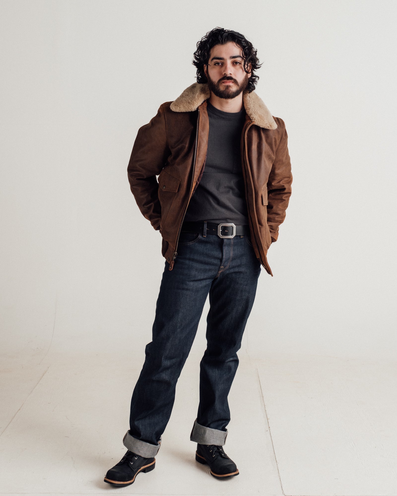 594 Naked Buffalo Leather Bomber Jacket