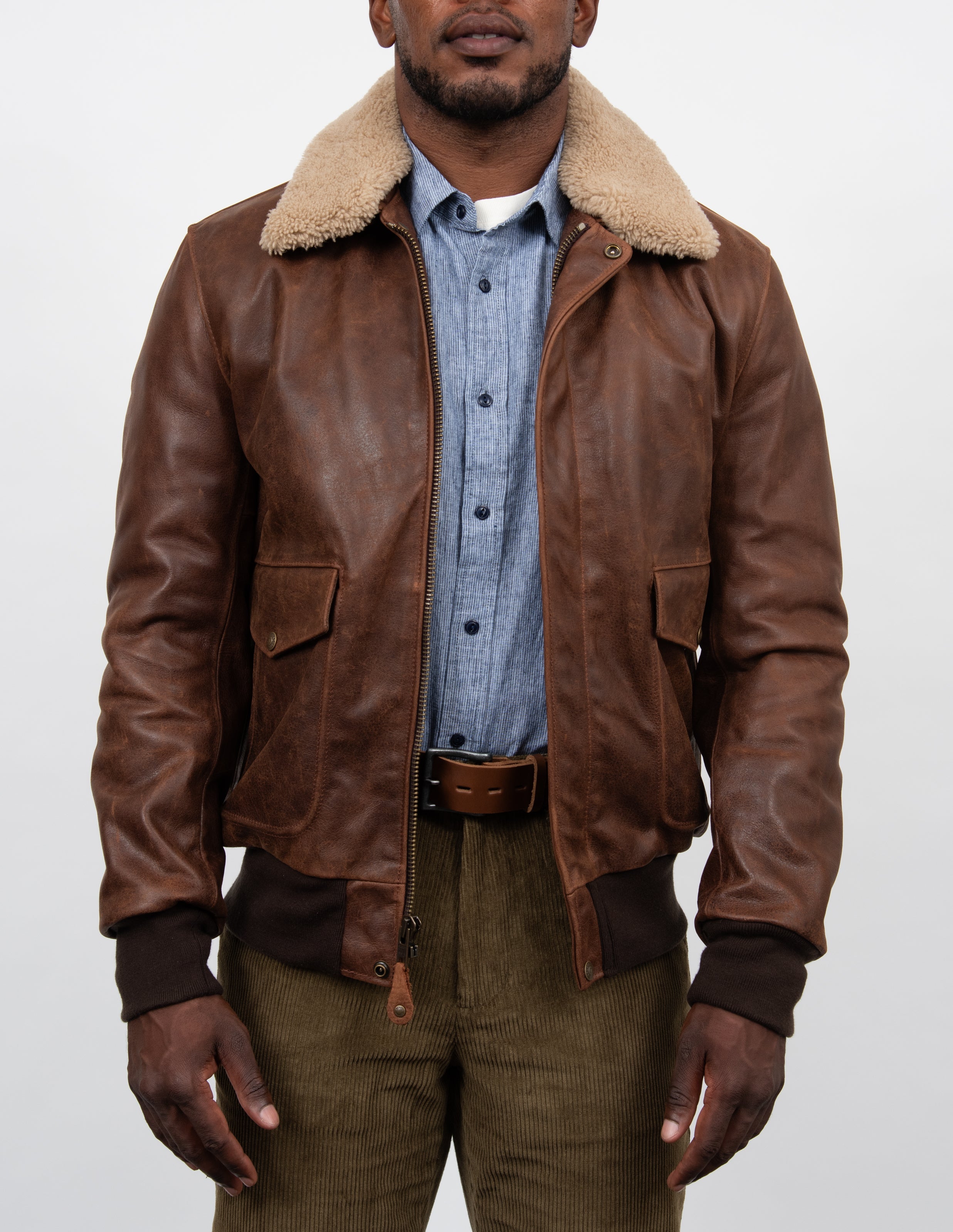 594 Naked Buffalo Leather Bomber Jacket