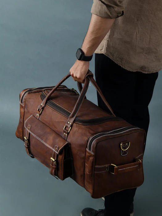 Premium Leather Travel Duffle Bag