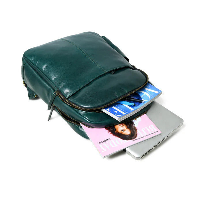 Luxury Green Italian Leather Backpack
