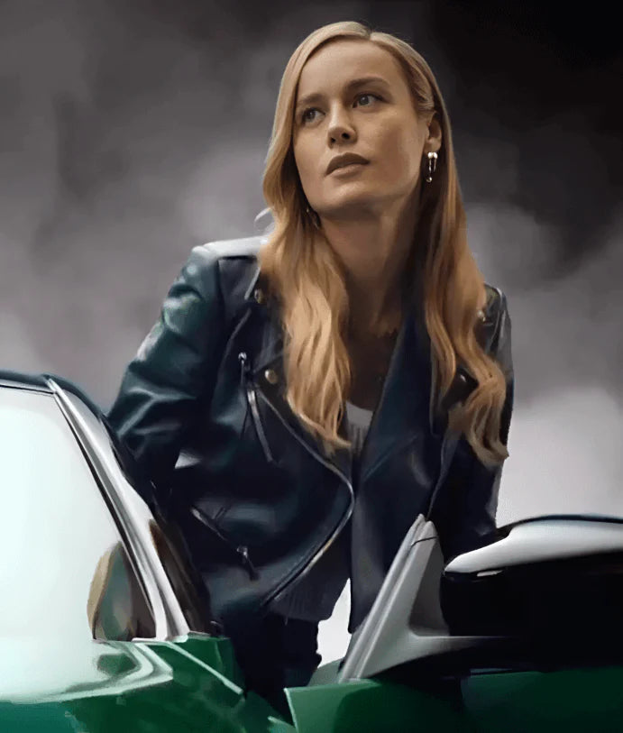 Fast X 2023 Brie Larson Black Leather Jacket (Inspired Style)