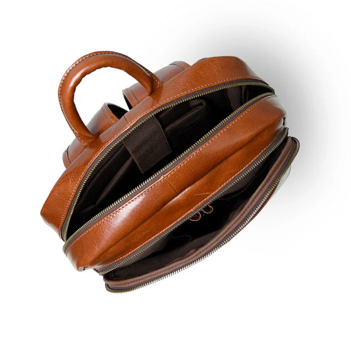 Luxury Tan Italian Leather Backpack