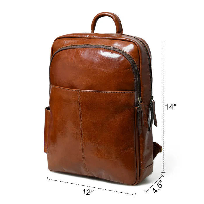 Luxury Tan Italian Leather Backpack