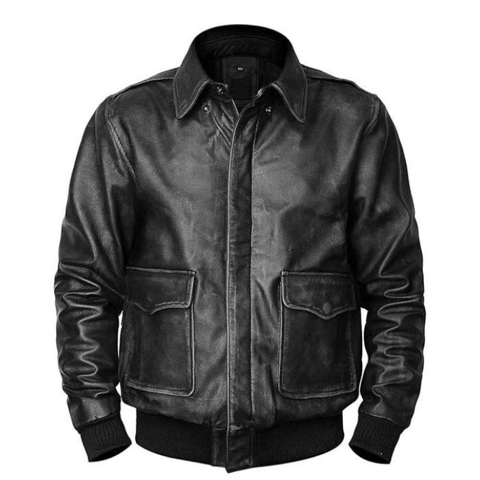 Men's Aviator A2 Distressed Leather Bomber Jacket