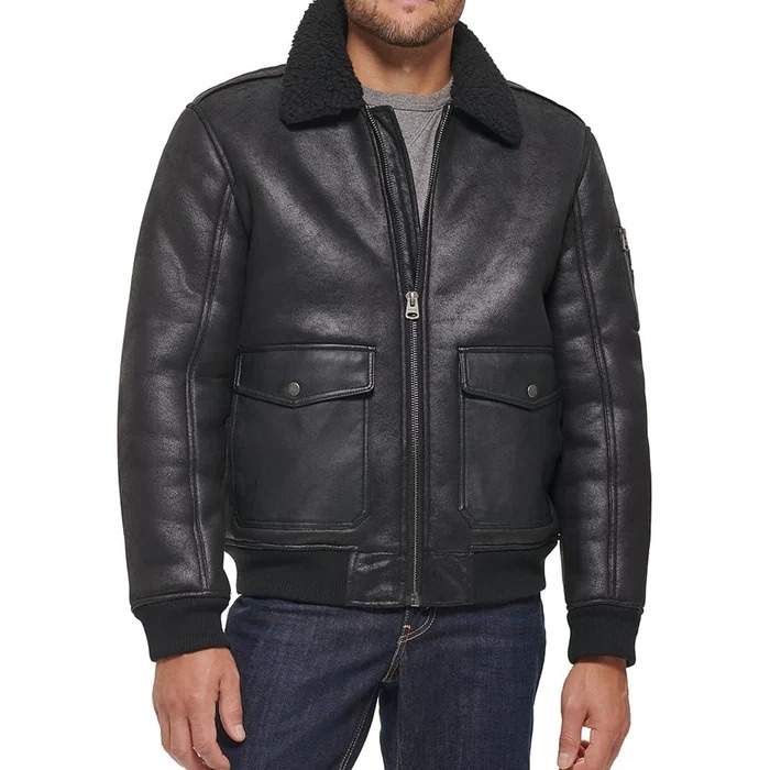 Men's Aviator Leather Bomber Jacket