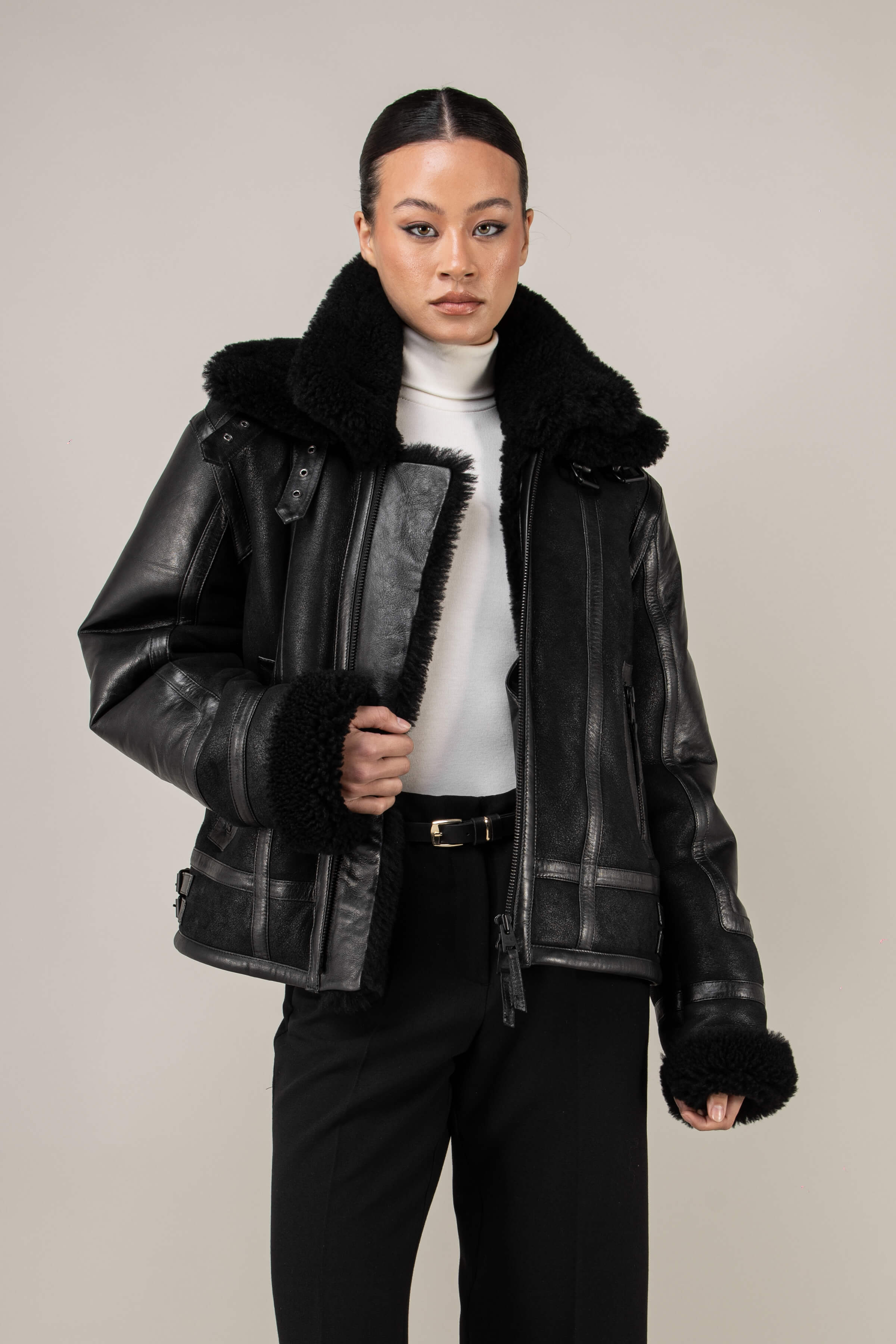 Bronx: Noir Shearling Jacket (Woman)