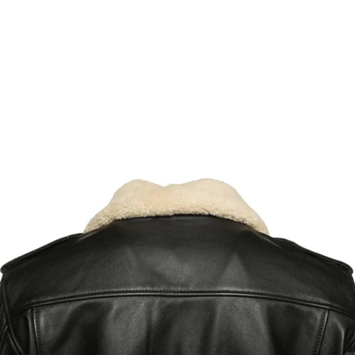 Men's Black Alaric Shearling Collar Bomber Jacket
