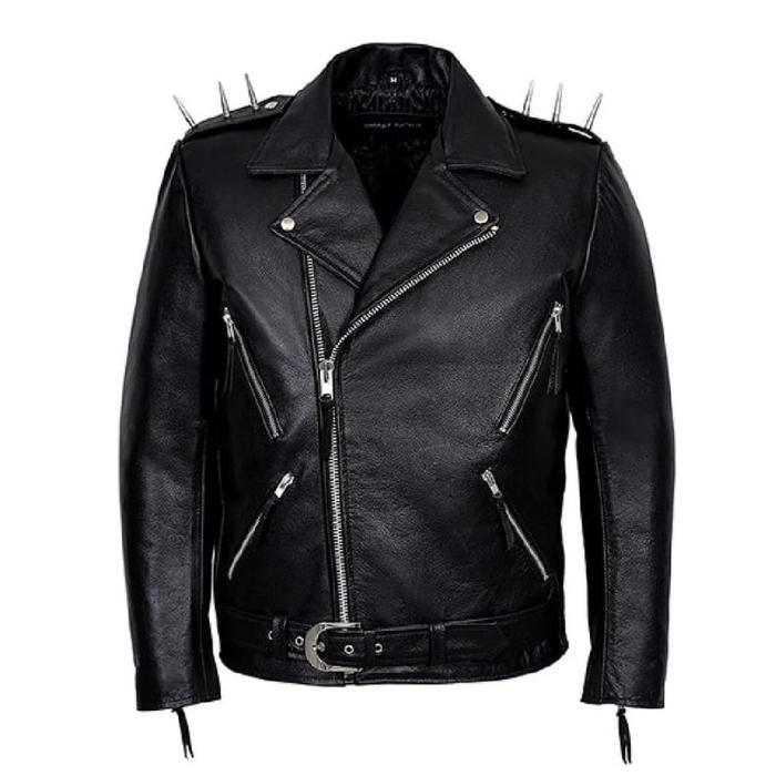 Black Ghost Rider Motorcycle Leather Jacket