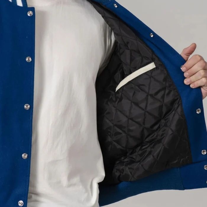 Royal Blue & White All-Wool Customizable Varsity Jacket