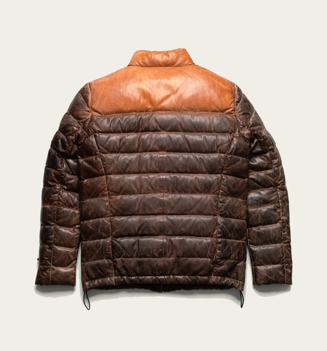 Bridger Men's Tan and Brown Leather Puffer Jacket