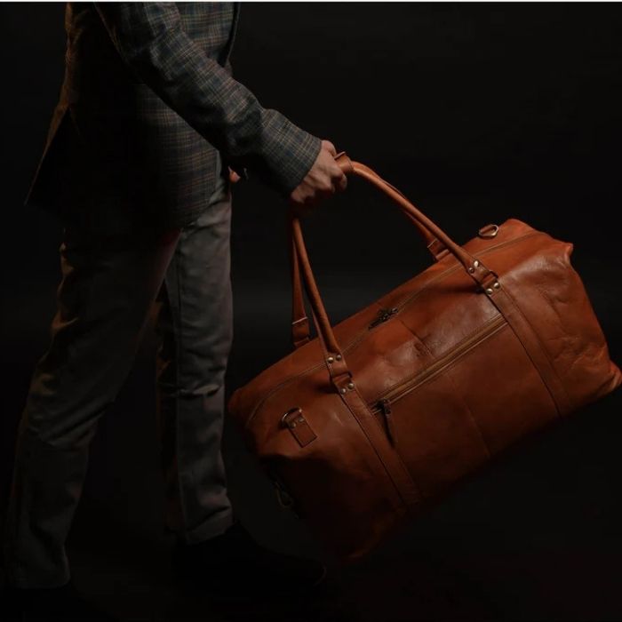 Chicago Brown Leather Duffle Bag