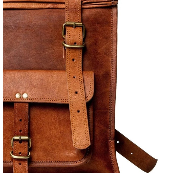 Classic Leather Roll Top Backpack