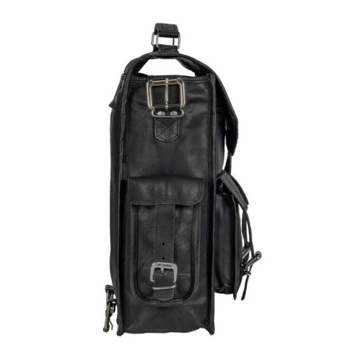 Convertible Black Leather Multi-Use Backpack