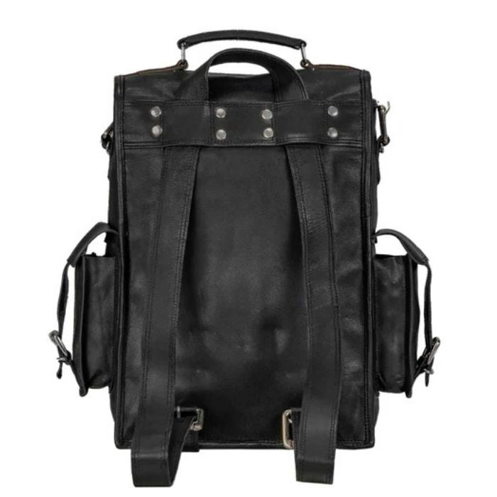 Convertible Black Leather Multi-Use Backpack