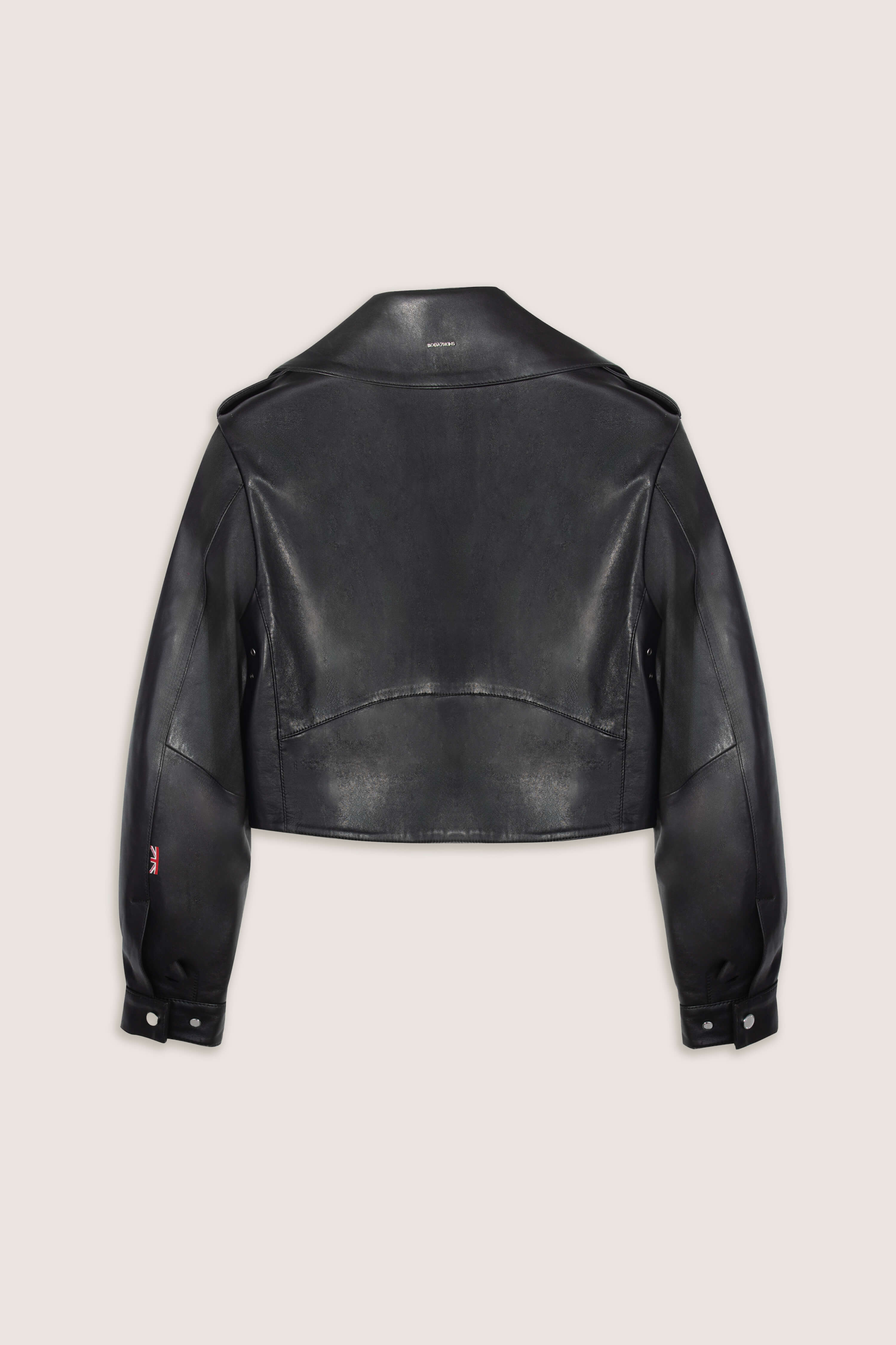 Cropped Blouson Black Leather Jacket