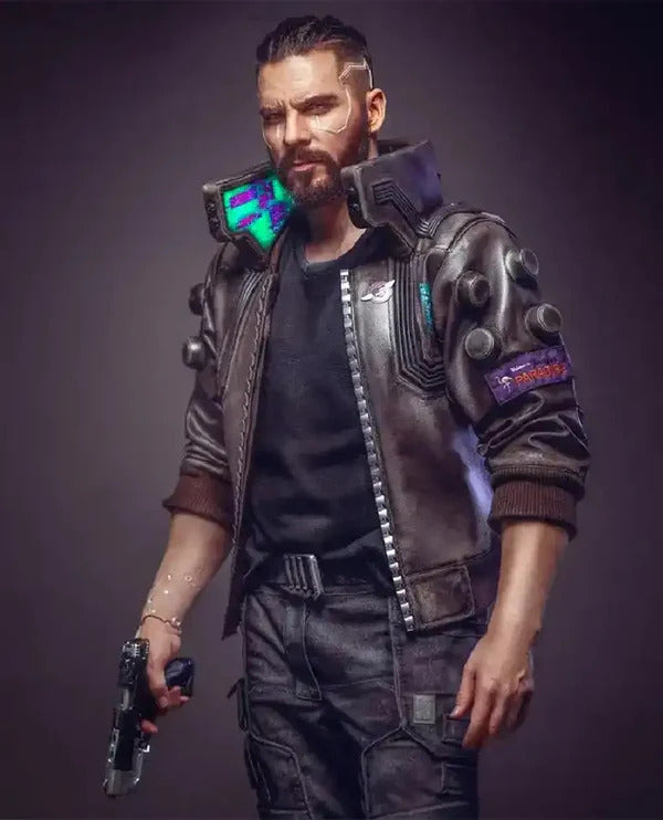 Cyberpunk-2077 Brown Bomber Samurai Jacket