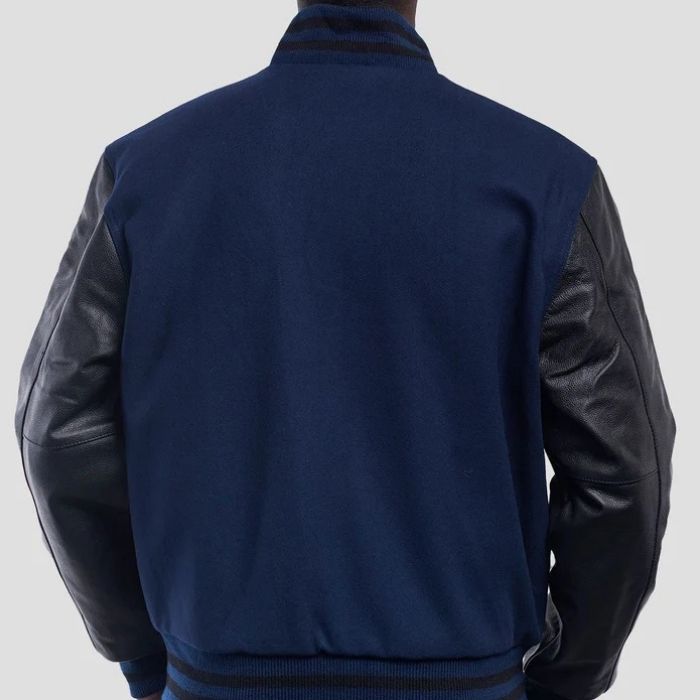 High Royal Wool Body & Black Leather Sleeves Varsity Jacket