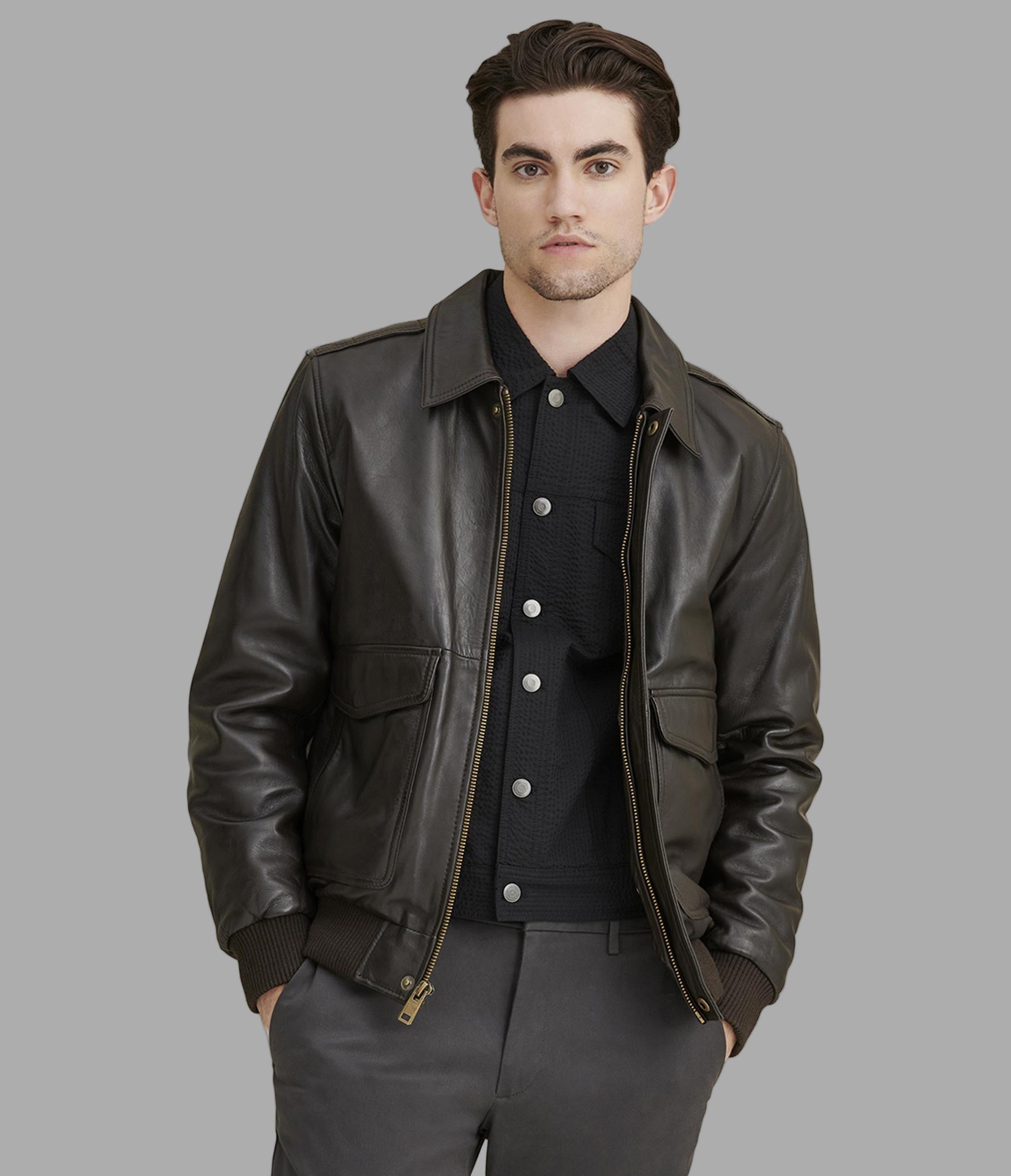 Chris Big & Tall Leather Bomber Jacket