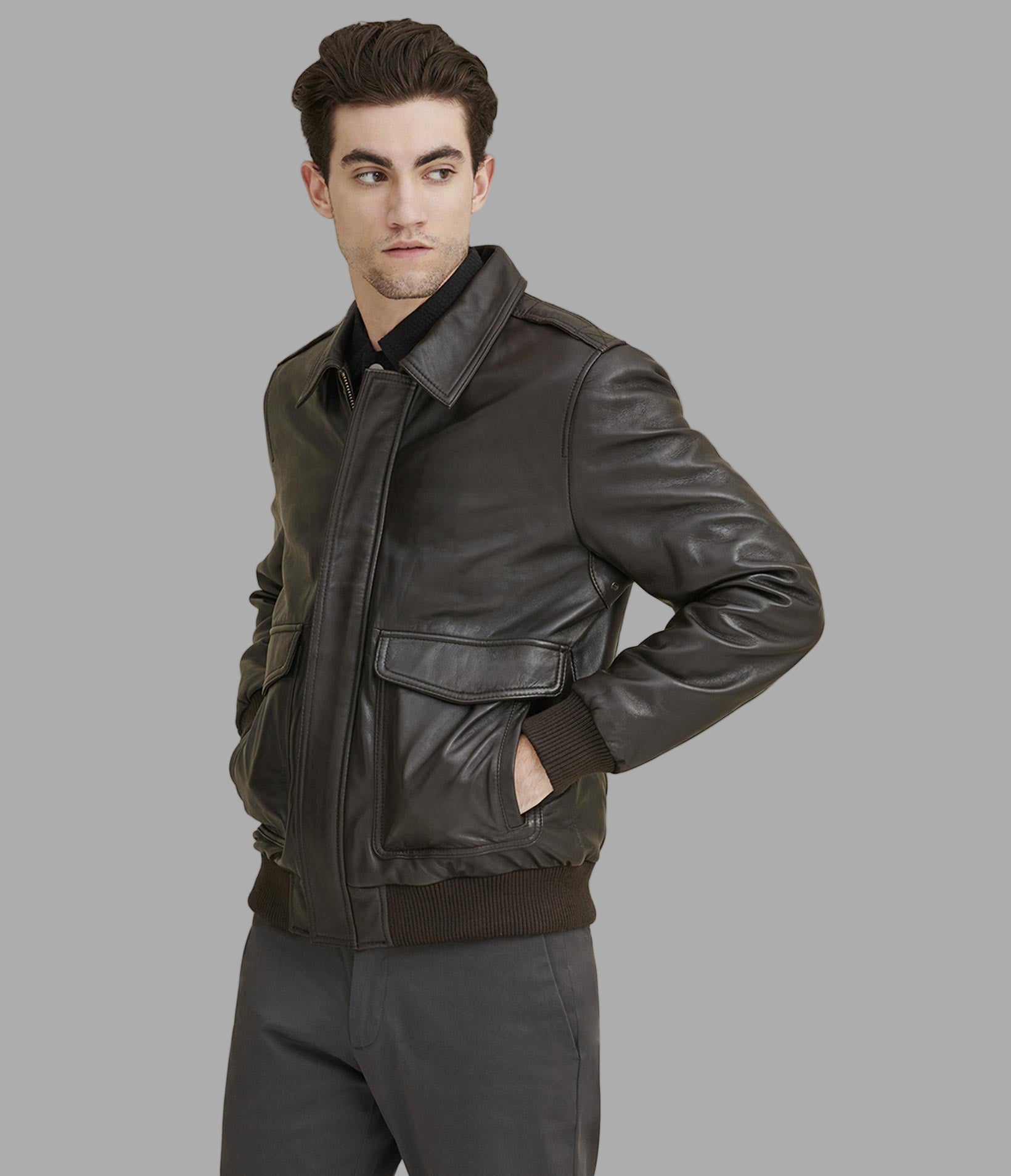Chris Big & Tall Leather Bomber Jacket