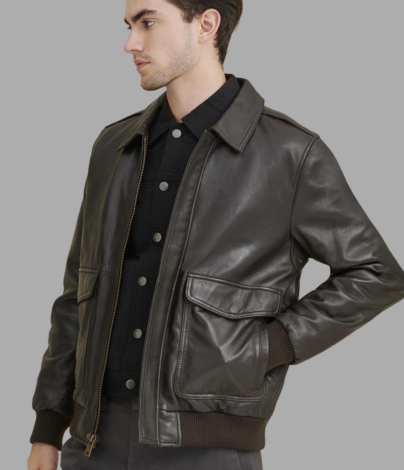 Chris Big & Tall Leather Bomber Jacket