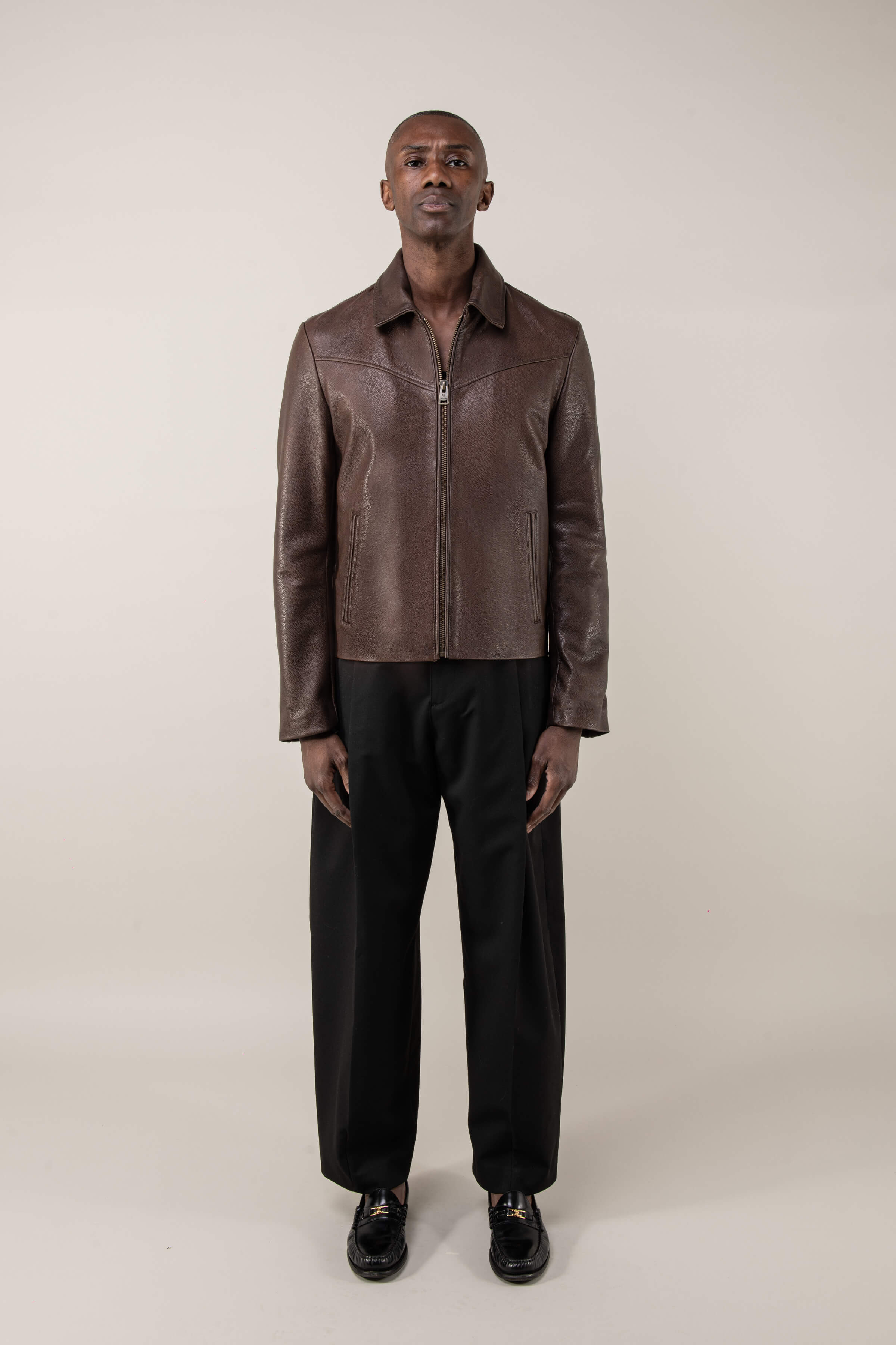 Hendrix: Vintage Brown Leather Jacket Tall