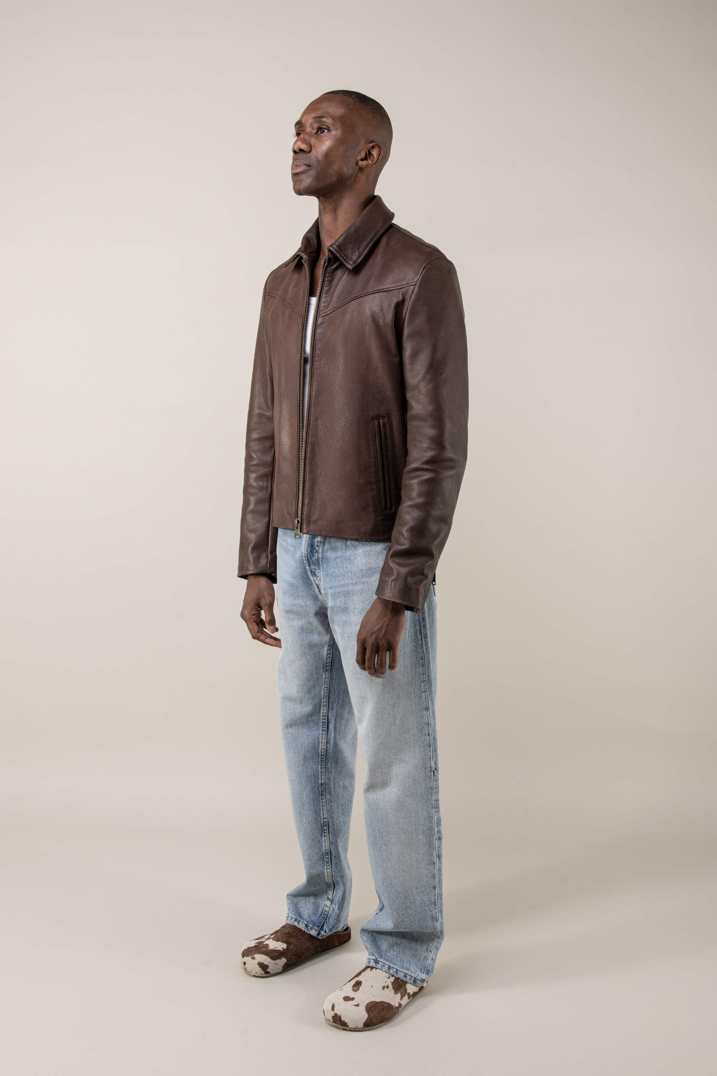 Hendrix: Vintage Brown Leather Jacket Tall