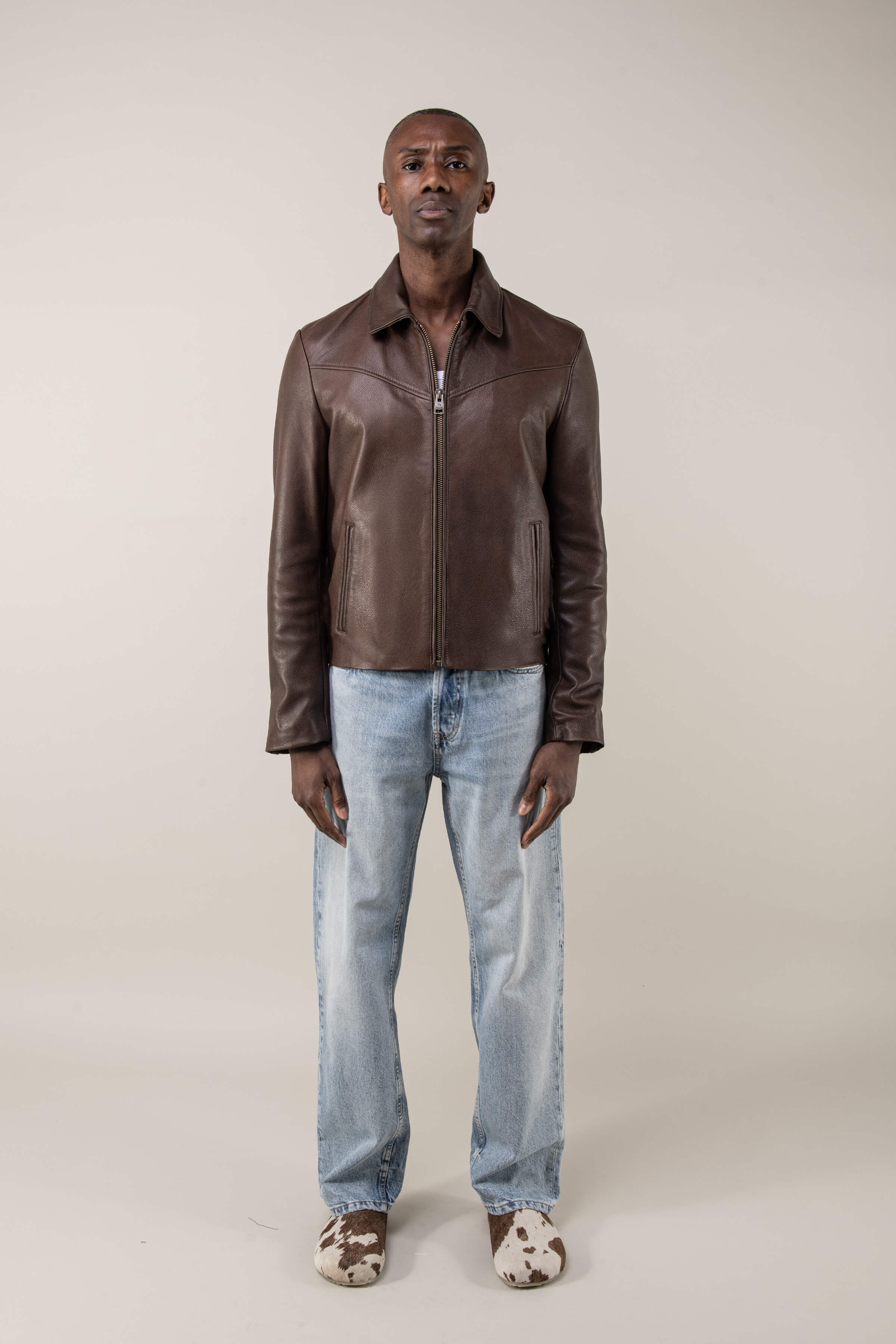 Hendrix: Vintage Brown Leather Jacket Tall