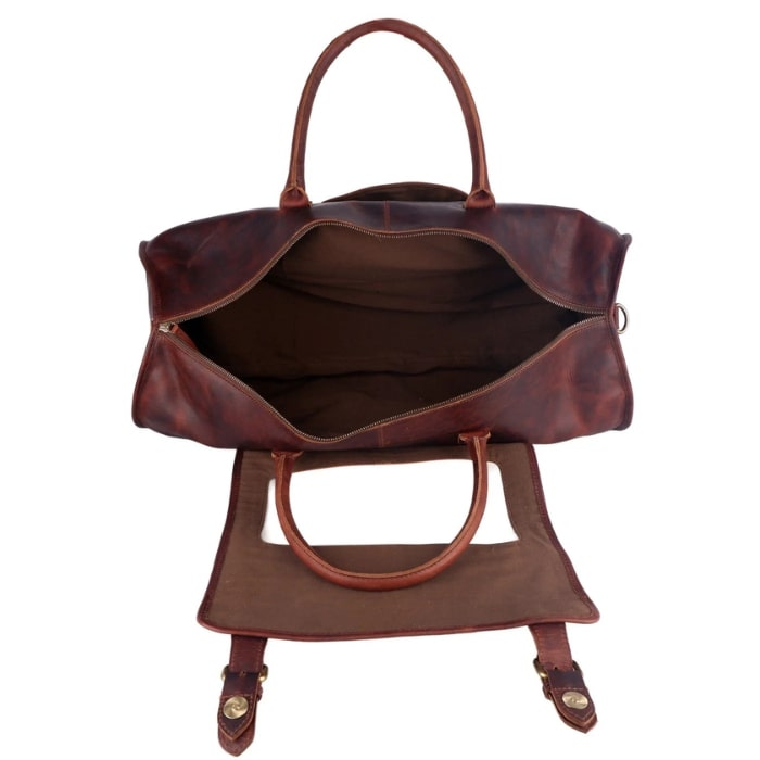 Handcrafted Soft Vintage Brown Leather Duffle Bag
