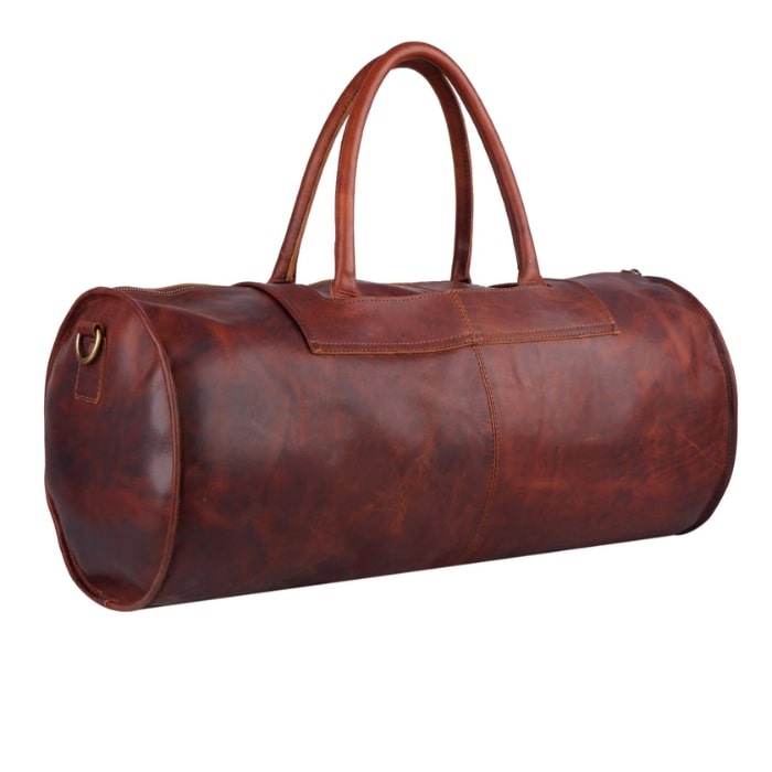 Handcrafted Soft Vintage Brown Leather Duffle Bag