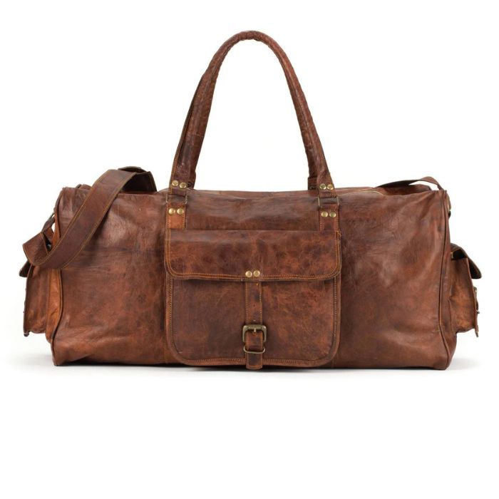 Large Vintage Leather Duffle Bag