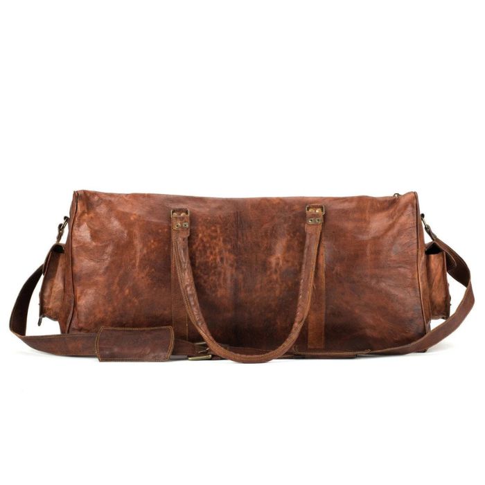Large Vintage Leather Duffle Bag