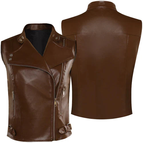 Maggie Rhee The Walking Dead Dead City Brown Leather Vest (Inspired Style)
