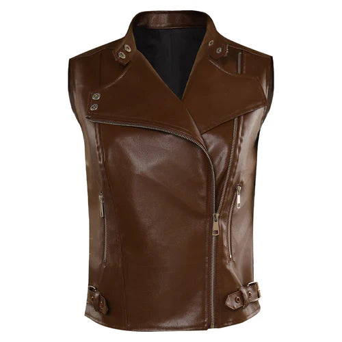 Maggie Rhee The Walking Dead Dead City Brown Leather Vest (Inspired Style)