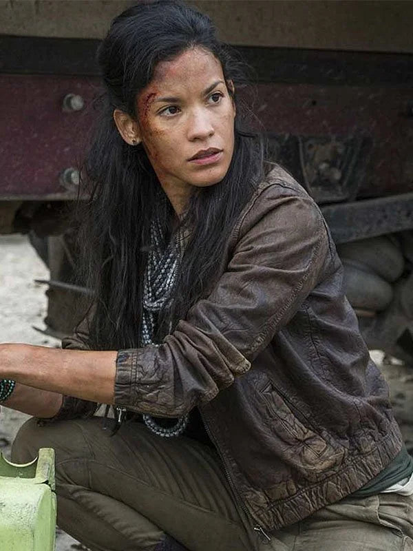 The Walking Dead Season 4 Luciana Galvez Brown Leather Jacket