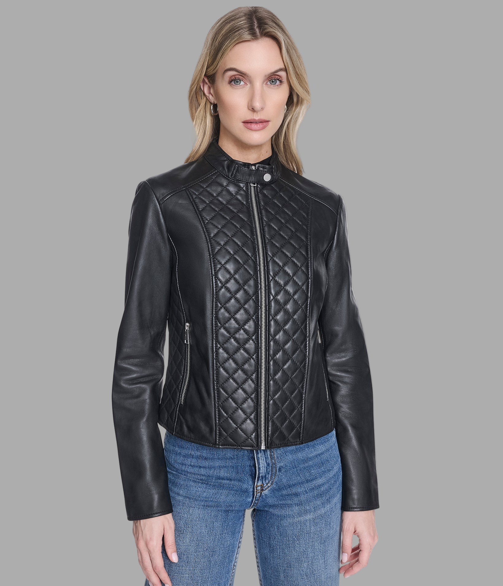 Marlette Quilted Leather Racer Jacket