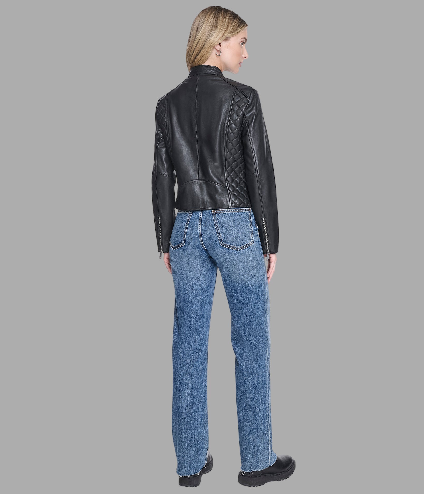 Marlette Quilted Leather Racer Jacket