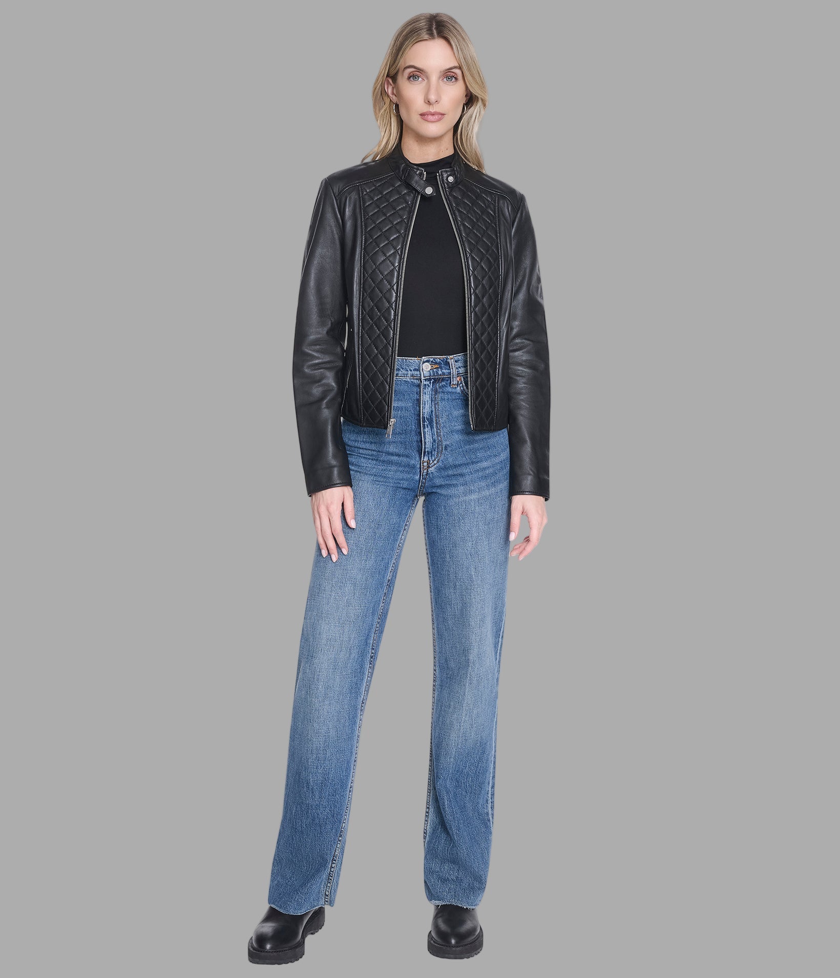 Marlette Quilted Leather Racer Jacket