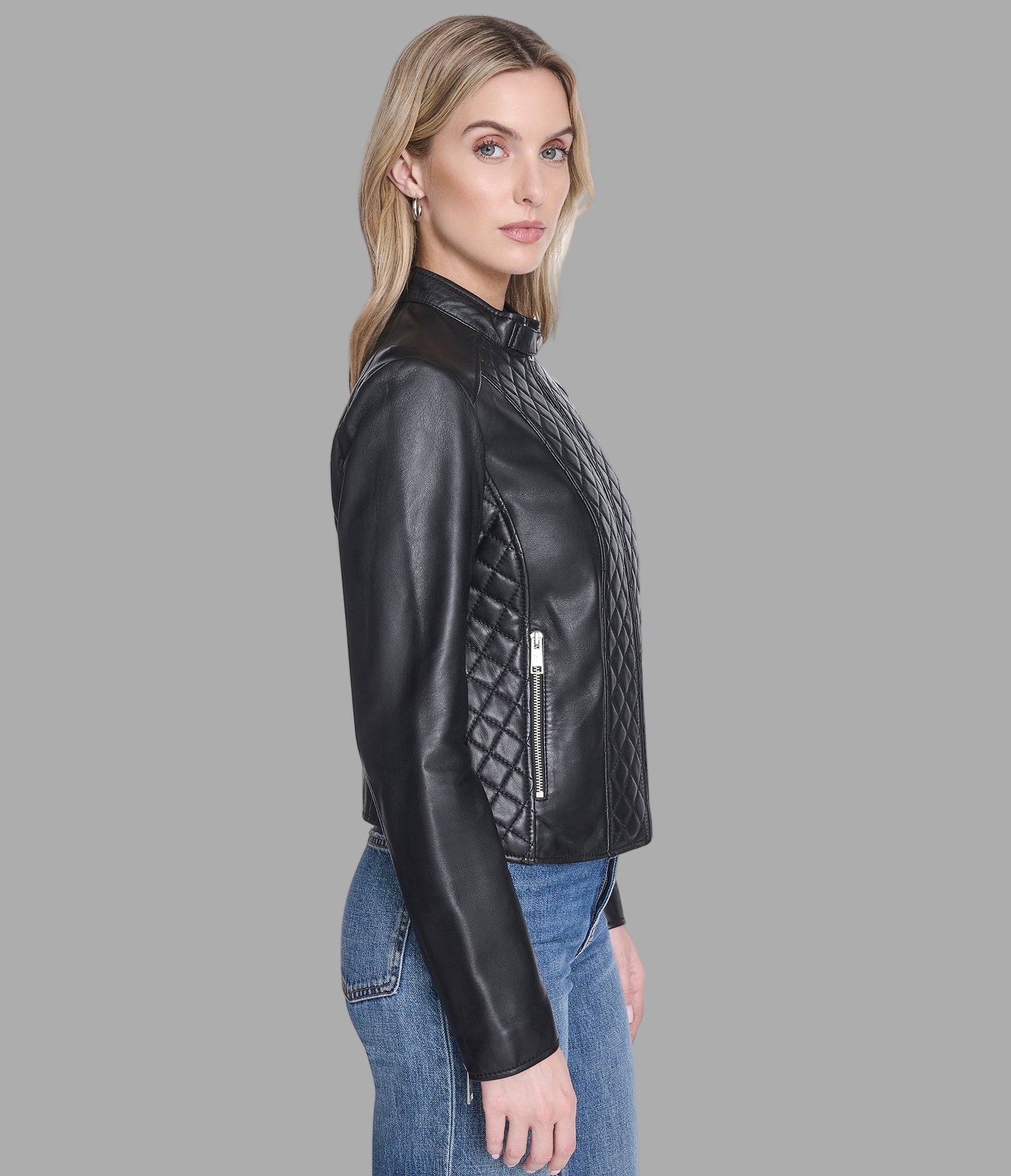 Marlette Quilted Leather Racer Jacket